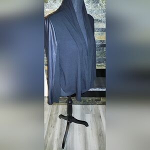 Elegant Black Women's faux Leather And Knit Cardigan Size M